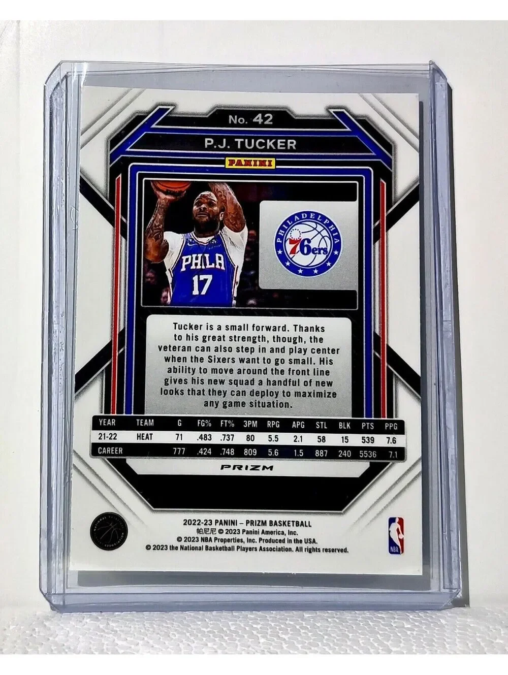 PJ Tucker 2022-23 Panini Green Prizm NBA #42 Basketball Card Philadelphia 76ers